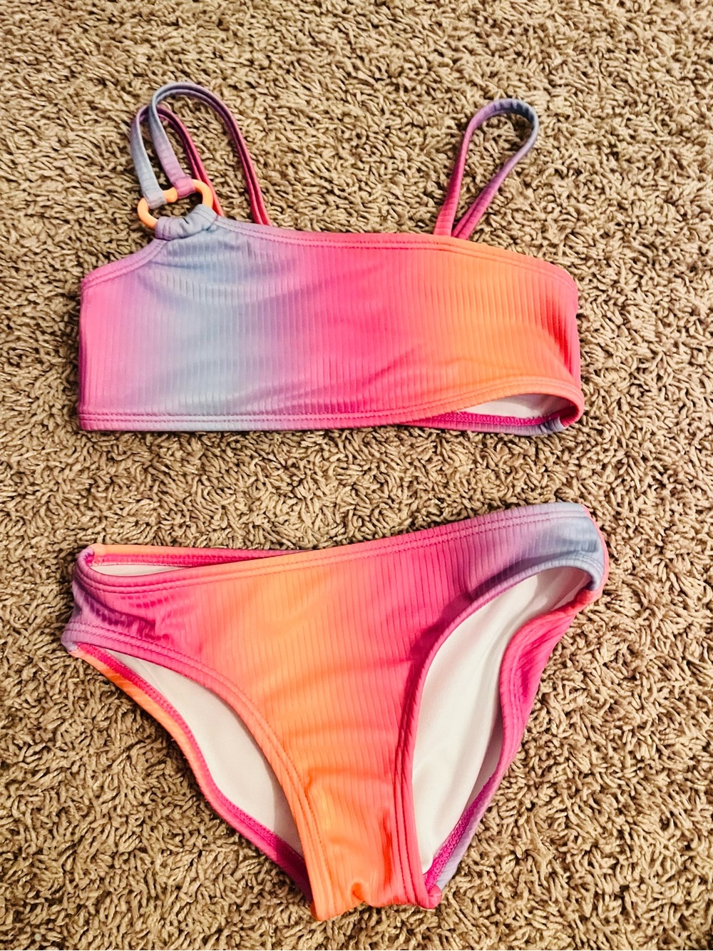 Cat & Jack Pink Orange Ombre Ribbed Two-Piece Bikini